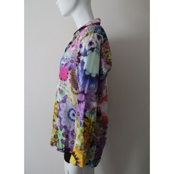 ETRO Floral Geometric Print Cotton Shirt Blouse Colourful Size EU 38/ Small - Picture 2 of 9